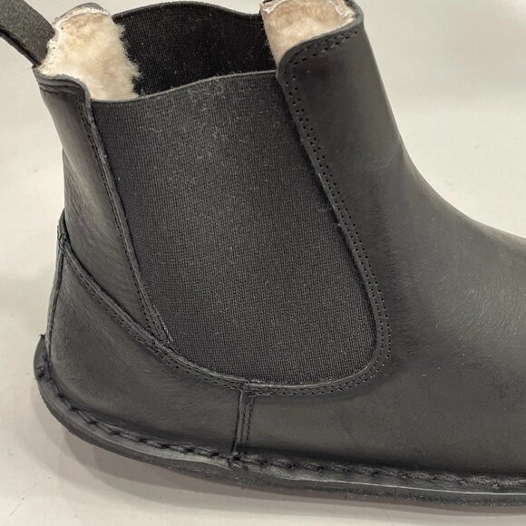 Vibae Helsinki Leather Boots Preto Black Shearling Women's - Picture 2 of 8